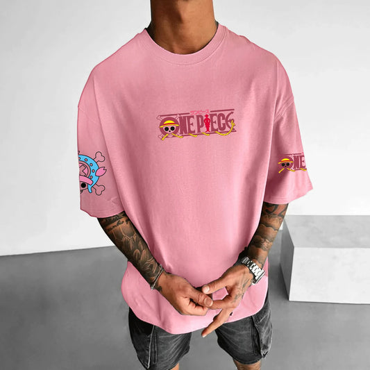 2025 ONE PIECE Anime Peripheral Printing Short Sleeve T-Shirt American Men's and Women's Summer Cotton Loose Sports T-Shirt