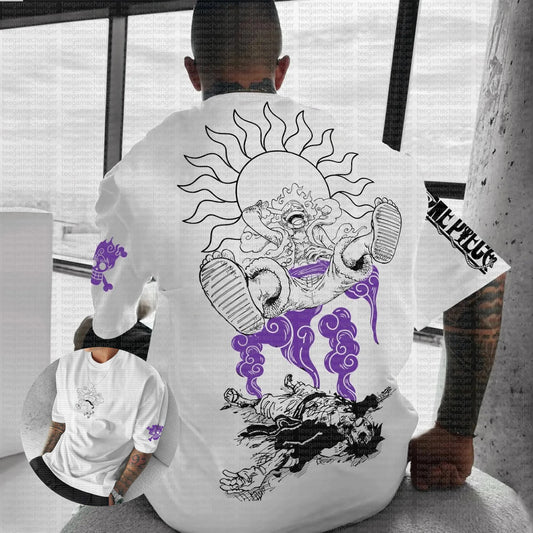 2025 One Piece Licensed Tee - Oversized Retro Anime Shirt, Official Toei Animation Approved, Soft Cotton Unisex Casual Top