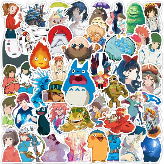 50Pcs Ghibli Hayao Miyazaki Stickers Scrapbooking Laptop Notebook Cartoon Suitcase Graffiti Sticker Decals