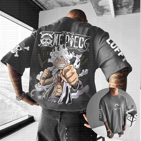 2025 One Piece Licensed Tee - Oversized Retro Anime Shirt, Official Toei Animation Approved, Soft Cotton Unisex Casual Top