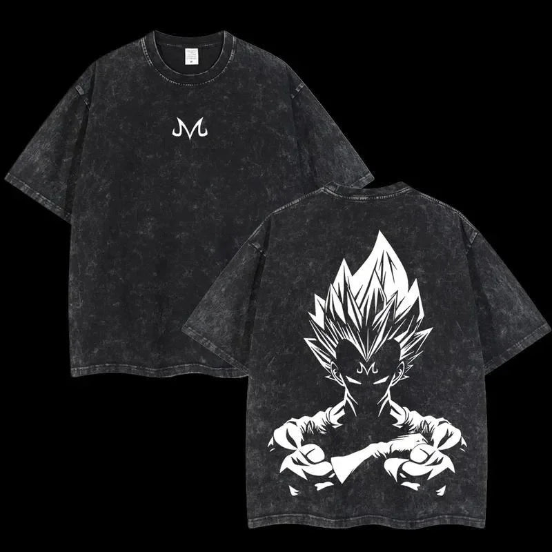 Anime Dragon Ball Cosplay Washed T-Shirt Cotton Short Sleeve Loose Large Casual Sports Fitness T-Shirt Men's Harajuku Clothing