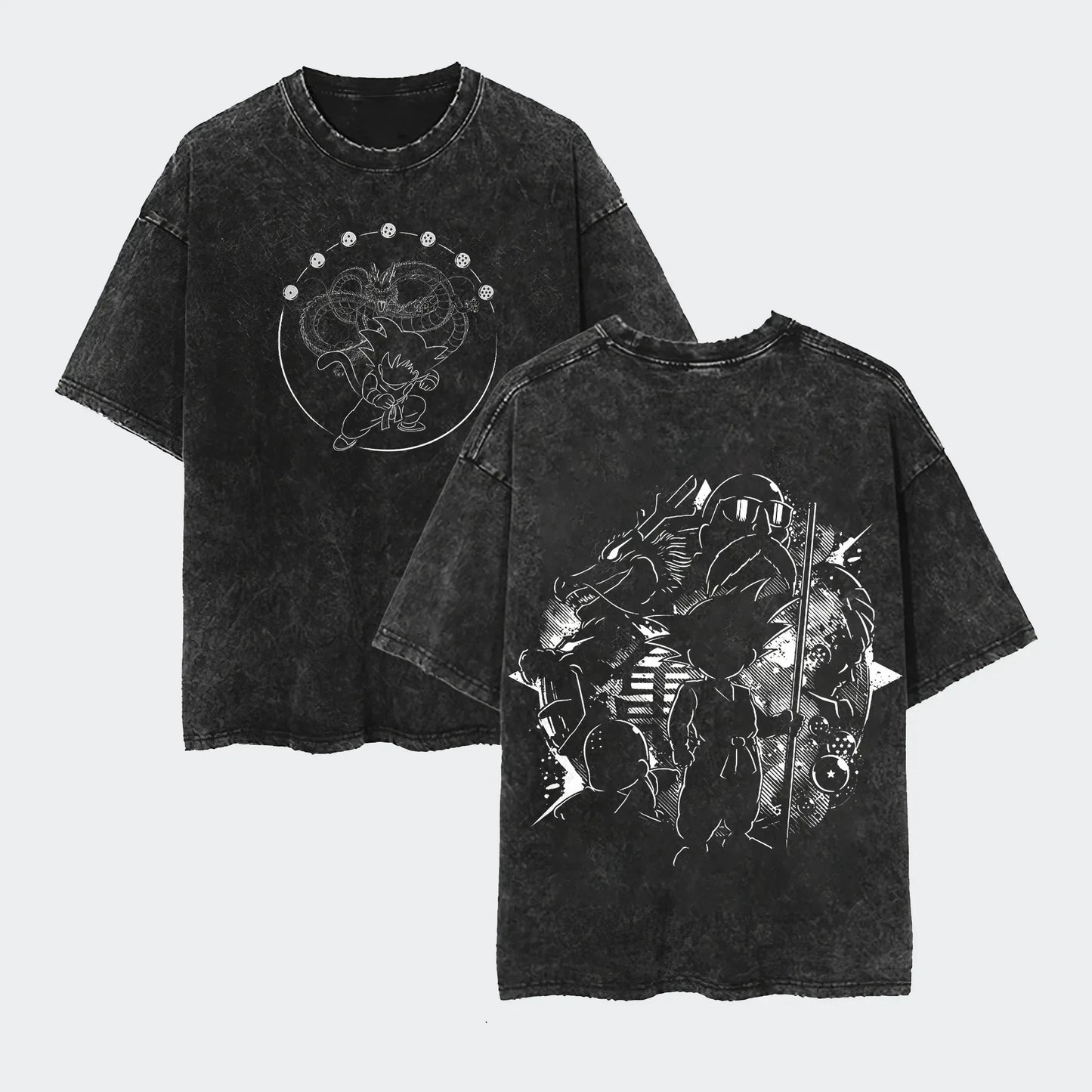 Anime Dragon Ball Cosplay Washed T-Shirt Cotton Short Sleeve Loose Large Casual Sports Fitness T-Shirt Men's Harajuku Clothing