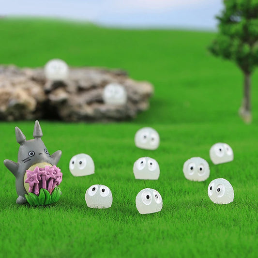 10pcs Dust Elf Glowing Miniature Ornament Studio Ghibli Home Room Party Decor Accessories Cute Kawaii Micro Landscape Decoration